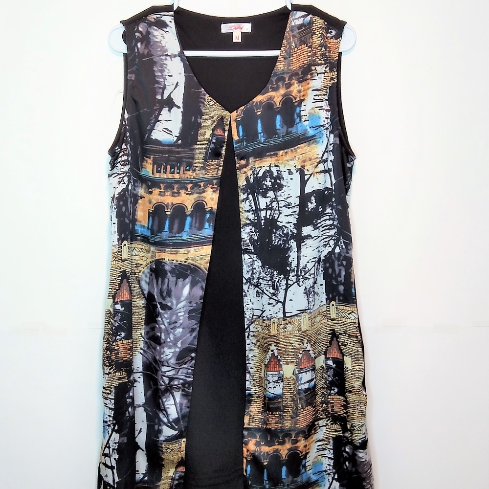 Lipstick Long Soft Vest with Pockets Size M